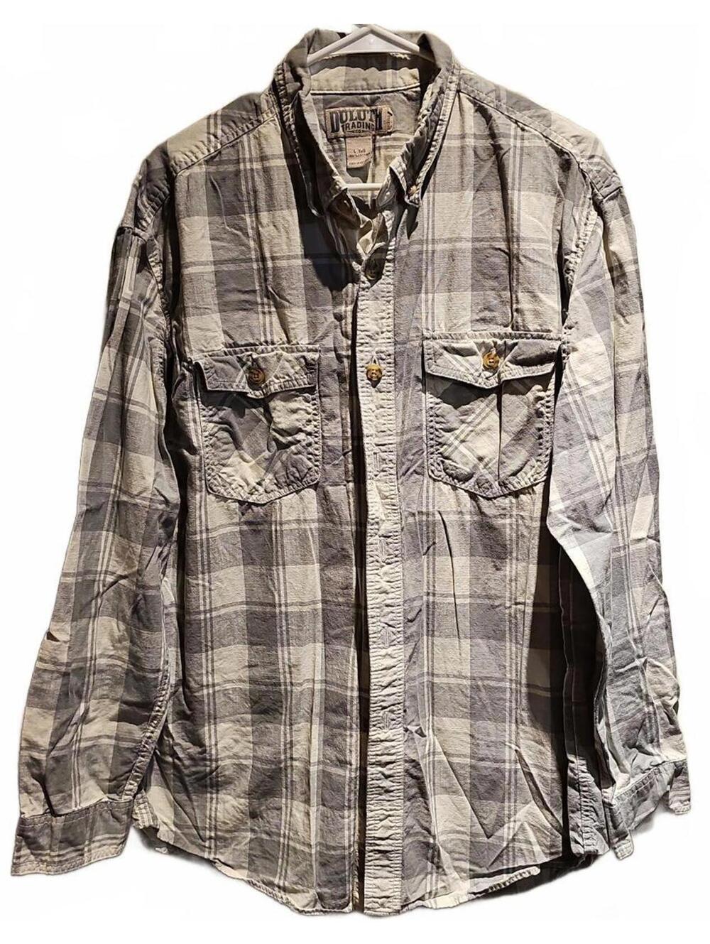 Duluth trading company plaid button down shirt size large tall relaxed fit